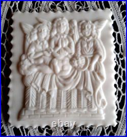 RARE GERMAN CERAMIC Springerle Cookie Stamp Press Mold ANGELS WITH CHRIST CHILD