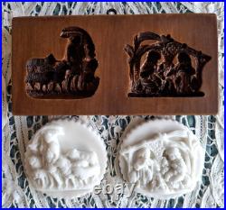 RARE Springerle Speculaas Butter Cookie Stamp Mold DEEP NATIVITY & SHEPHERD