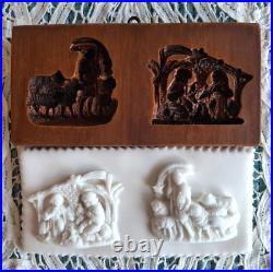 RARE Springerle Speculaas Butter Cookie Stamp Mold DEEP NATIVITY & SHEPHERD