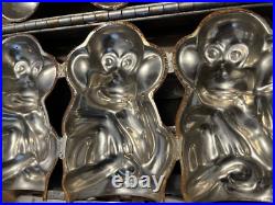 RARE TRIPLE Vormenfabriek Tilburg Holland MONKEY CHIMP Chocolate Mold Vintage