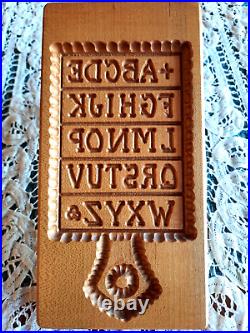 RETIRED GENE WILSON Wooden Springerle Cookie Stamp Press MOLD HORNBOOK ALPHABET