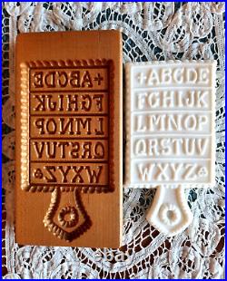 RETIRED GENE WILSON Wooden Springerle Cookie Stamp Press MOLD HORNBOOK ALPHABET