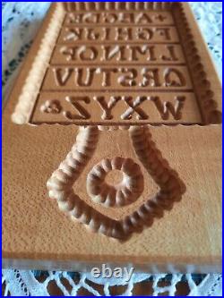 RETIRED GENE WILSON Wooden Springerle Cookie Stamp Press MOLD HORNBOOK ALPHABET