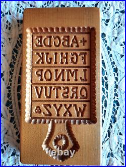 RETIRED GENE WILSON Wooden Springerle Cookie Stamp Press MOLD HORNBOOK ALPHABET