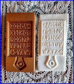 RETIRED GENE WILSON Wooden Springerle Cookie Stamp Press MOLD HORNBOOK ALPHABET