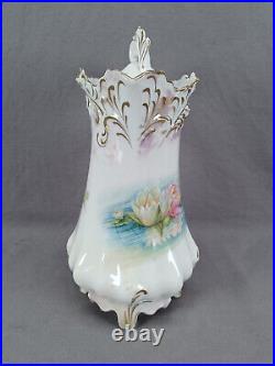 RS Prussia Plume Mold Water Lily Pattern & Gold Chocolate Pot C. 1904-1910