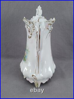 RS Prussia Plume Mold Water Lily Pattern & Gold Chocolate Pot C. 1904-1910