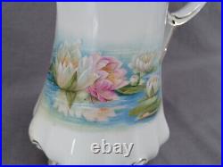 RS Prussia Plume Mold Water Lily Pattern & Gold Chocolate Pot C. 1904-1910