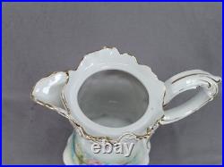 RS Prussia Plume Mold Water Lily Pattern & Gold Chocolate Pot C. 1904-1910