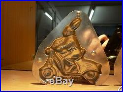 Rabbit + Motorcycle Chocolate Mold Molds Vintage Antique 16106