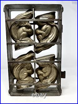 Rare Antique Hinged Squirrel Metal Chocolate Mold (4) Squirrel Molds P15920