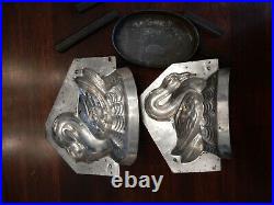 Rare Antique Letang 3-Part Large Swan Chocolate Mold