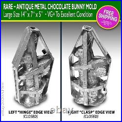 Rare Antique Metal Chocolate Bunny Mold Large 14 High VG+ Xlnt FREE SHIP