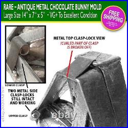 Rare Antique Metal Chocolate Bunny Mold Large 14 High VG+ Xlnt FREE SHIP