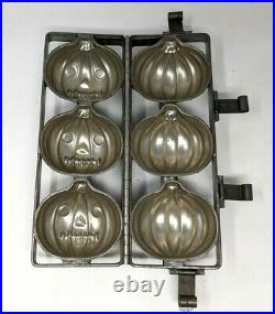 Rare Antique Metal Halloween Jack O Lantern Pumpkin Chocolate Candy Mold KP21