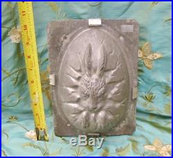 Rare Antique Vintage Chocolate Mold Bunny Rabbit Cracked Easter Egg 10 inches