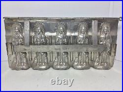 Rare Antique native American Indian Chief Tin 5 Chocolate mold 12x6 Germany