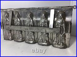 Rare Antique native American Indian Chief Tin 5 Chocolate mold 12x6 Germany