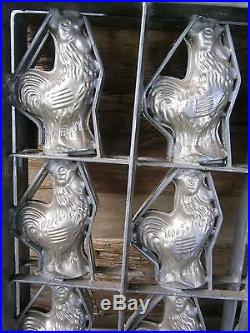 Rare Large 16 Chicken Rooster Chocolate Mold Hinged German Bakers