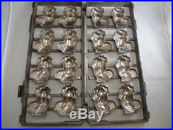 Rare Vintage 8 Easter Chicks chickens Metal Chocolate Candy Mold Hinged