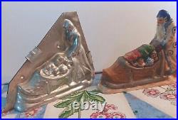 Rare Vintage Santa Belsnickel Pushing Shoe Sled Chocolate Mold 4 3/4 X 5 3/4