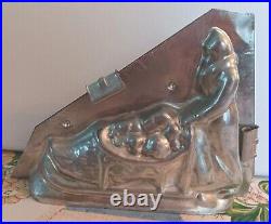 Rare Vintage Santa Belsnickel Pushing Shoe Sled Chocolate Mold 4 3/4 X 5 3/4