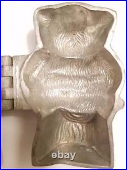 Rare Vtg Hinged 1930's Antique Mohair Teddy Bear Chocolate Candy Metal Mold