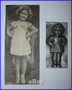 SHIRLEY TEMPLE 1930'S ANTIQUE METAL CHOCOLATE CANDY MOLD with MAGAZINE PHOTO