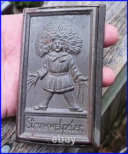 STRUWWELPETER vtg tin mold anton reiche antique chocolate candy bar german book