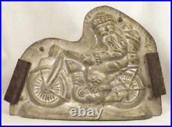 Santa Claus Riding Motorcycle Chocolate Candy Mold Looks To Left Vintage Rare