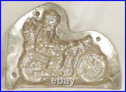 Santa Claus Riding Motorcycle Chocolate Candy Mold Looks To Left Vintage Rare