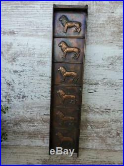 Set (2) Lion and Fish Copper Candy / Chocolate Molds / Vintage / Antique