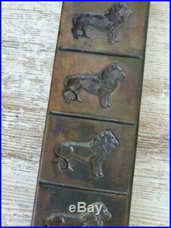 Set (2) Lion and Fish Copper Candy / Chocolate Molds / Vintage / Antique