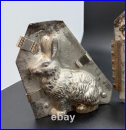 Set of 3 ANTIQUE Tin Rabbit Chocolate Molds GRADUATED (Small, Medium, Large)