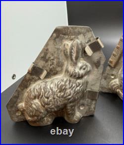 Set of 3 ANTIQUE Tin Rabbit Chocolate Molds GRADUATED (Small, Medium, Large)