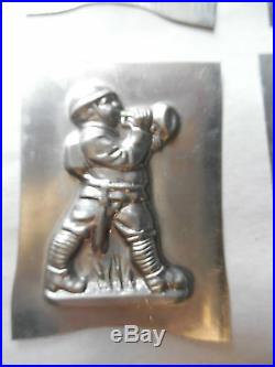 Set of 4 Vintage Antique Soldier Metal Candy Chocolate Mold Molds RARE