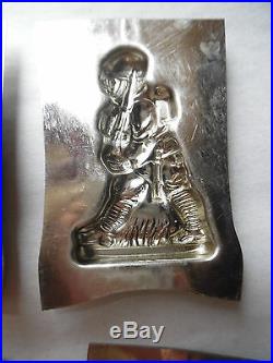 Set of 4 Vintage Antique Soldier Metal Candy Chocolate Mold Molds RARE