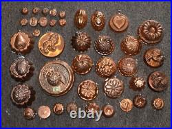 Set of 41 Vintage Copper Mini Molds some Birth Gramm