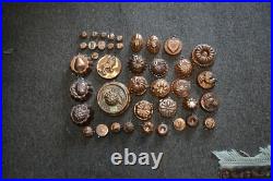 Set of 41 Vintage Copper Mini Molds some Birth Gramm