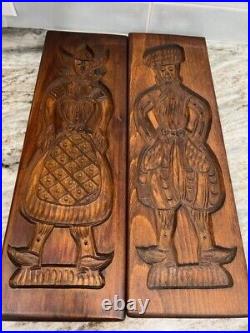 Springerle Wooden Antique Cookie Board Molds Stamp Press Man & Woman Dutch