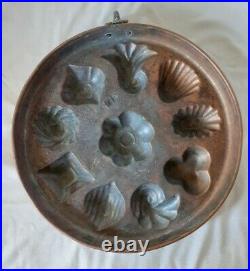 Superb Antique Copper Shells Mould 12.5