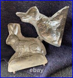 Superb Antique Hare Rabbit Chocolate Mold Vintage Metal Sprung