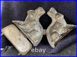 Superb Antique Hare Rabbit Chocolate Mold Vintage Metal Sprung