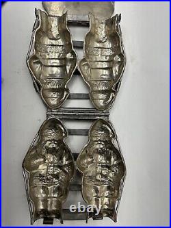 T. C. Weygandt New York USA Double (Two) Santa Metal Chocolate Candy Mold Hinged