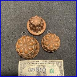 Three Miniature Antique Copper Food Molds