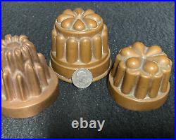 Three Miniature Antique Copper Food Molds