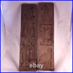 Two Vintage German Handcarved Springerle Cookie Molds Farmer & Animals 23