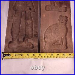 Two Vintage German Handcarved Springerle Cookie Molds Farmer & Animals 23