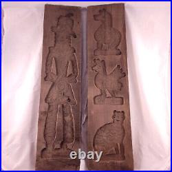 Two Vintage German Handcarved Springerle Cookie Molds Farmer & Animals 23