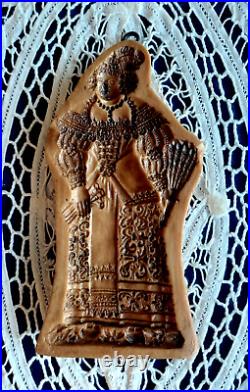 VERY RARE Springerle Butter Cookie Paper Cast Stamp Press Mold FILIGREE LADY